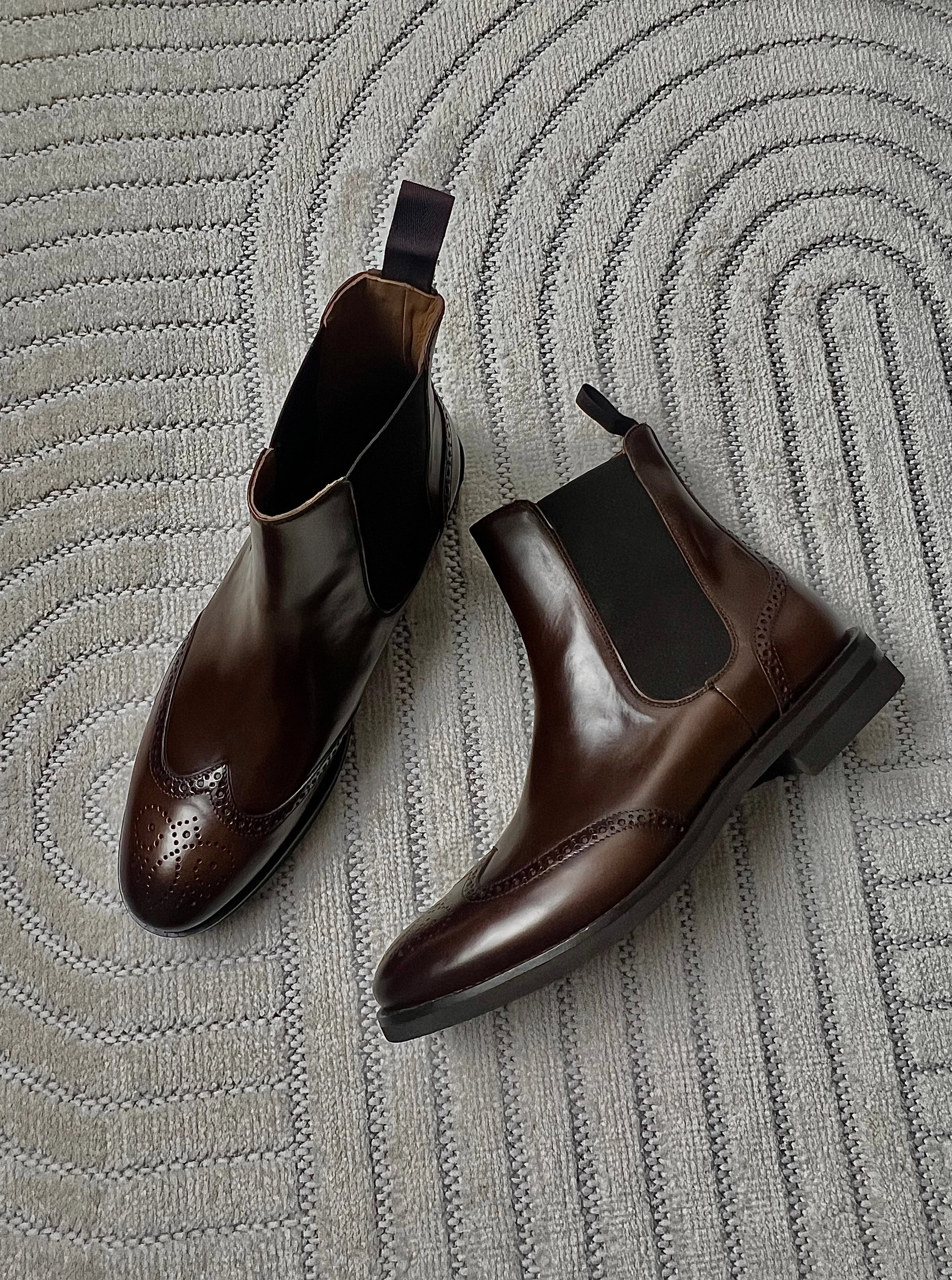 Herrenschuh Malaga Budapester - Kalbsleder Dunkelbraun ( Premium Extra Light ) Very Vintage Ankle Boots