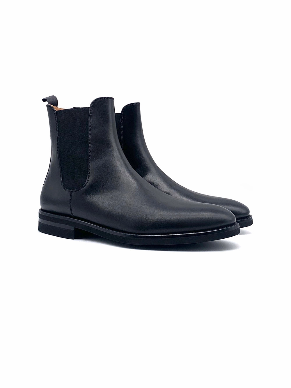 Herrenschuh Malaga- Kalbsleder Schwarz ( Premium Extra Light ) Ankle Boots With Wide Opening