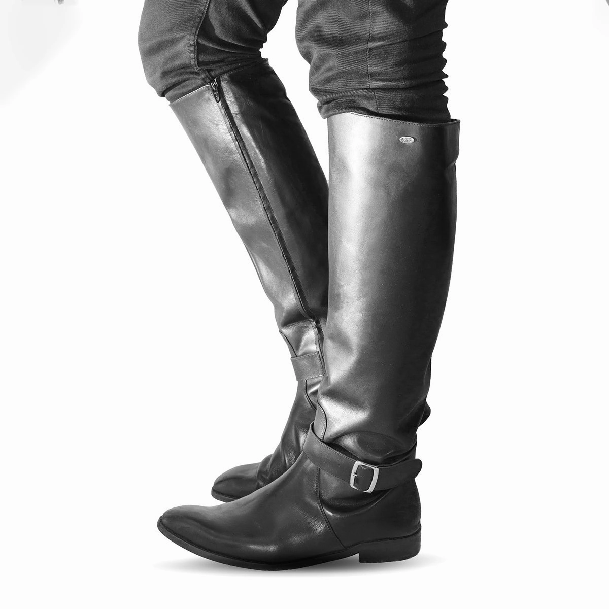 Herrenstiefel kniehoch mit Schnalle (Modell 400) Leder schwarz Stiefel Vagabond Anna