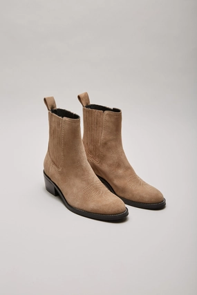 HIDALGO Westernboots beige suede Weitschaft Overknee Stiefel