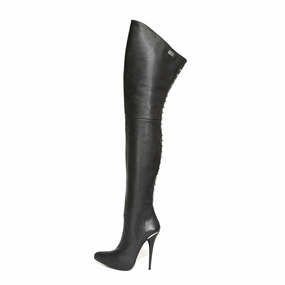 Bäckerei Stiefel Diedelsheim High Heel Overkneestiefel mit Nieten (Modell 510) Leder schwarz