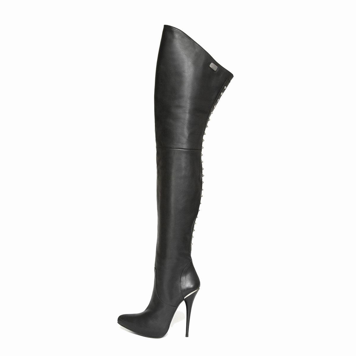 Stiefel Lammfell Wasserdicht High Heel Overkneestiefel mit Nieten (Modell 510) Leder schwarz