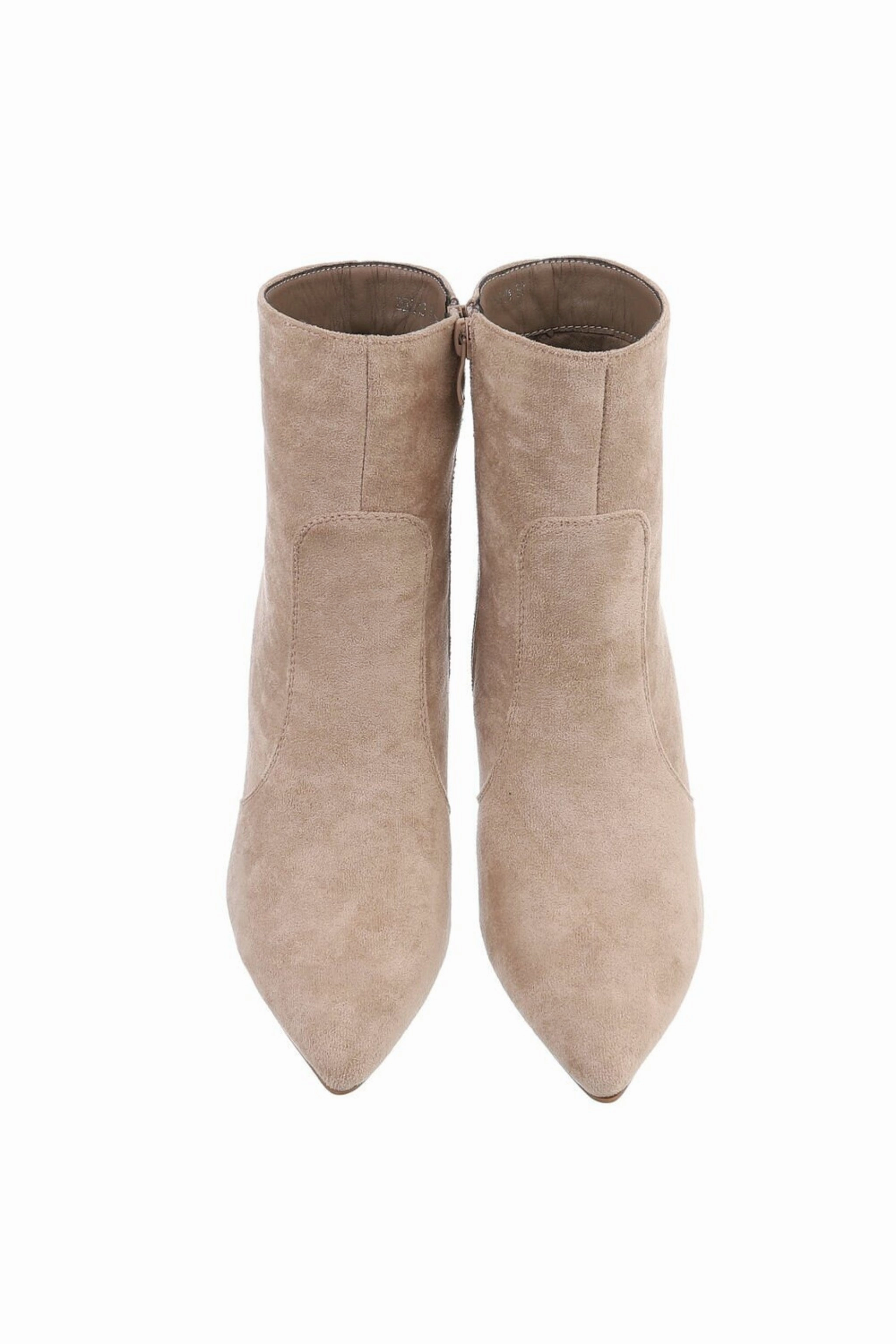 Sophia Leone High Heels High-Heel Stiefelette in Wildlederoptik, beige