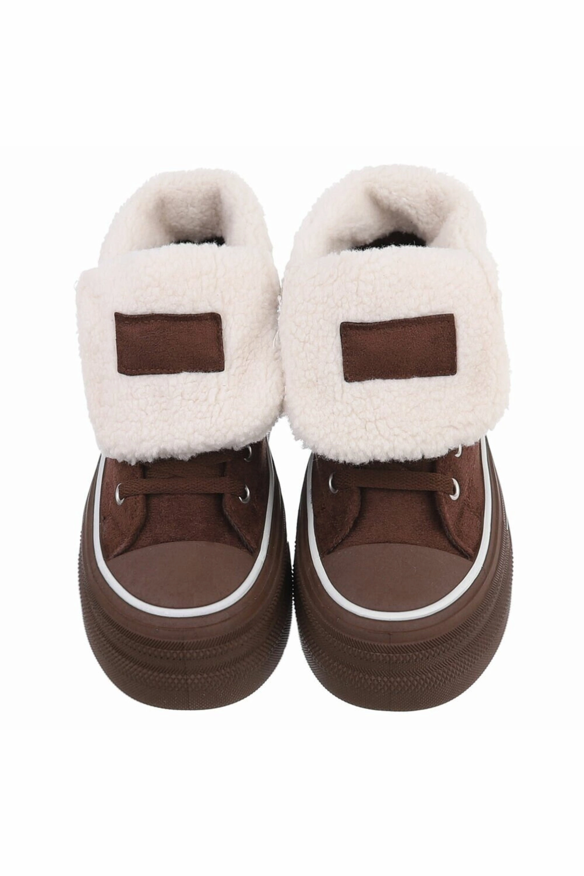 Skater Sneaker High Plateau Sneaker mit Teddyfell, braun