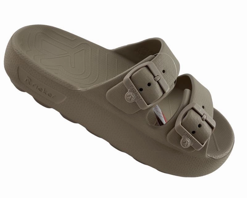 Rieker Damen  Pantoletten P2450-60   Kunststoff  Beige Soft High Heels Shoes