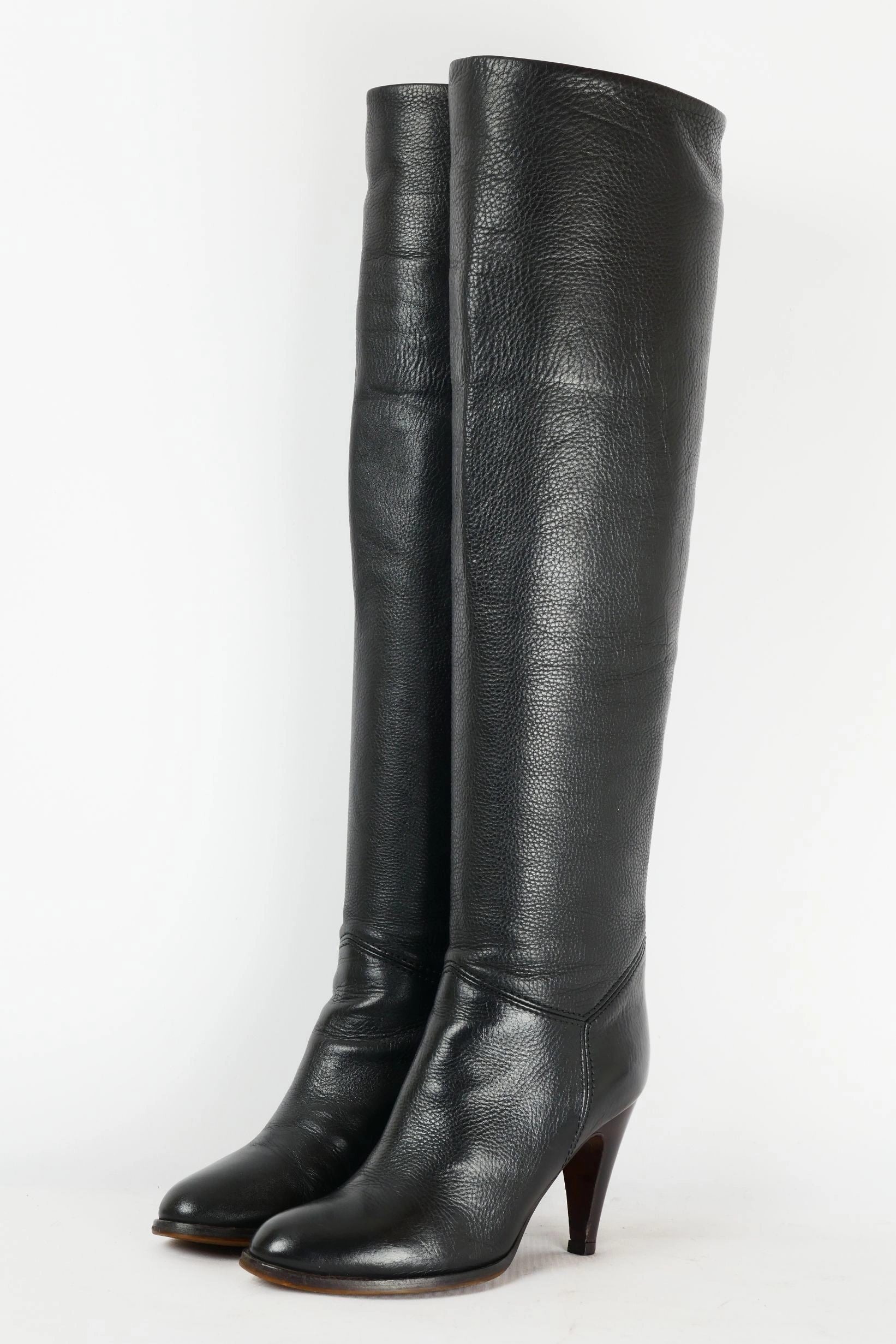 Hohe Stiefel Leder blau Plus Size Overknee Stiefel