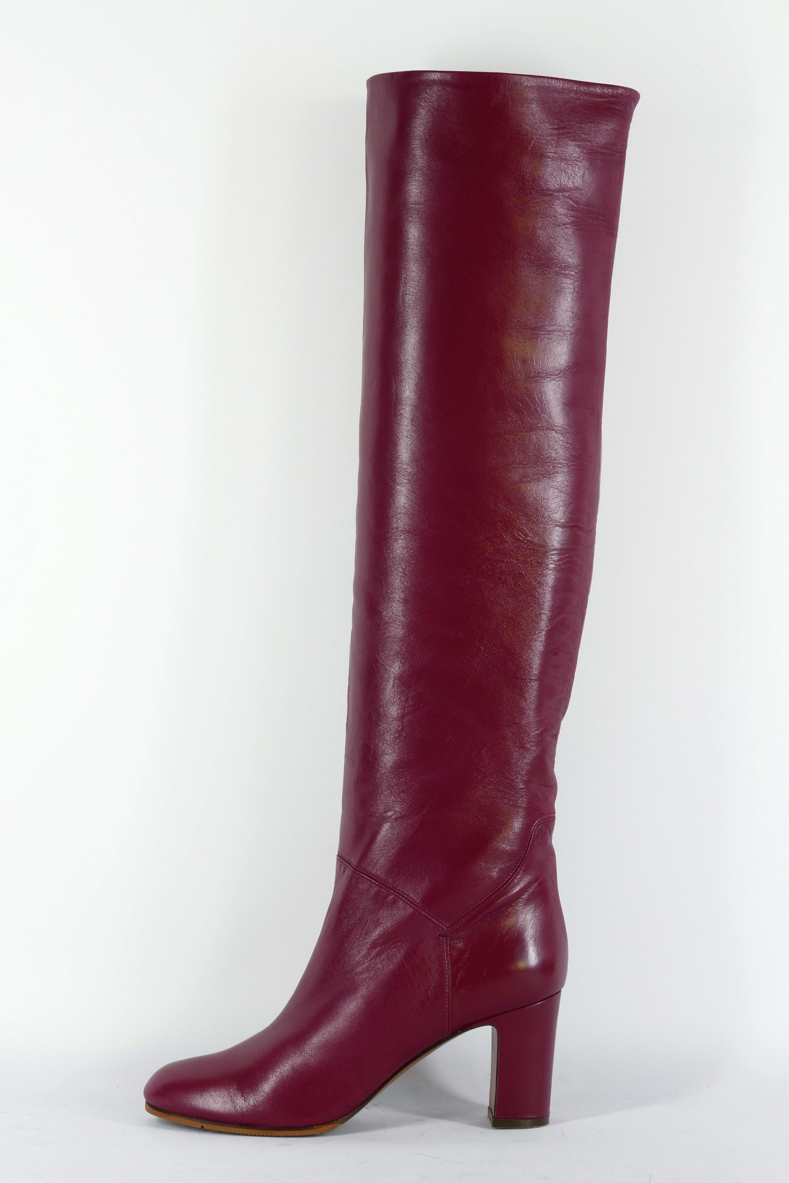 Absatz Stiefel Mit Schnürung Hohe Stiefel Leder bordeaux
