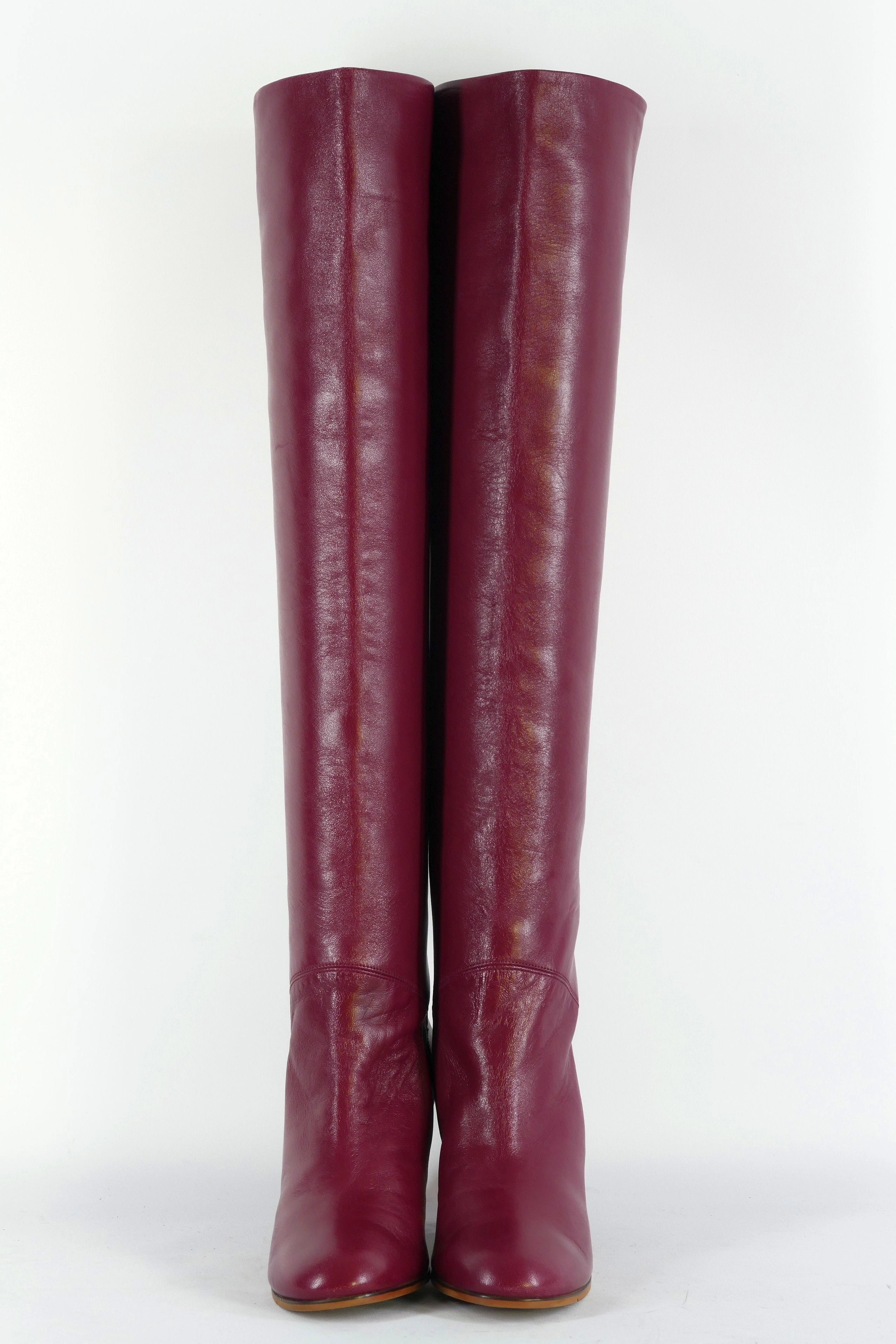 Stiefel Falten Am Knöchel Hohe Stiefel Leder bordeaux