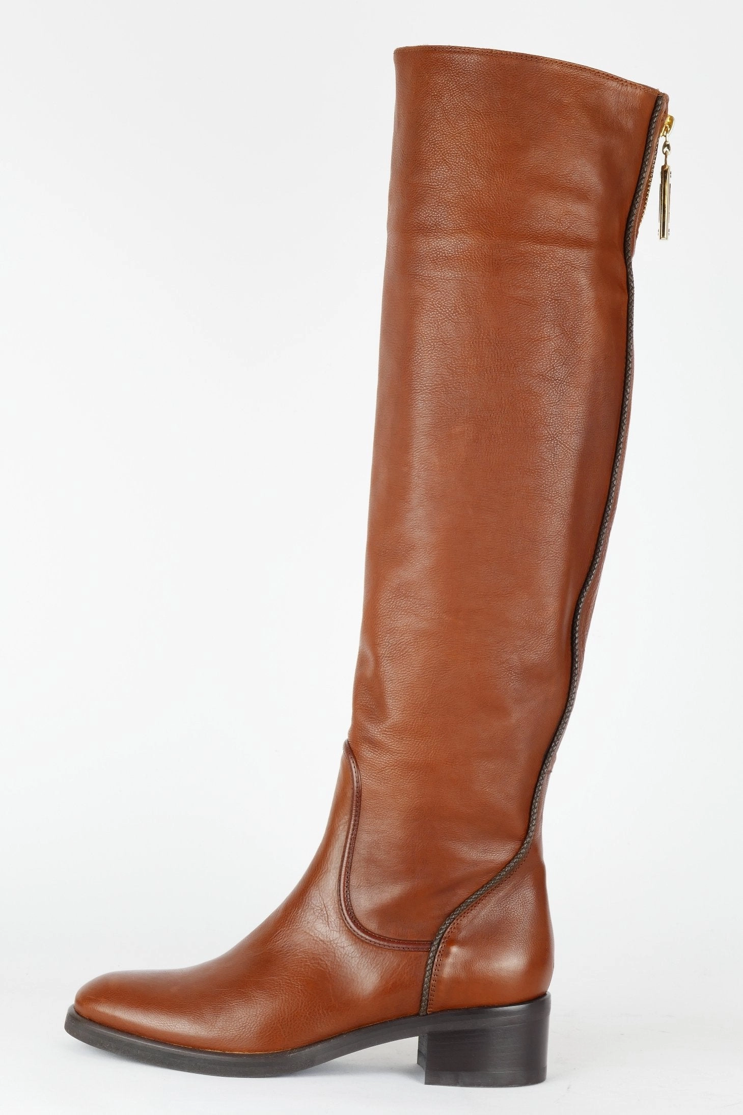 Anna Field Stiefel Overknee Hohe Stiefel Leder mittelbraun