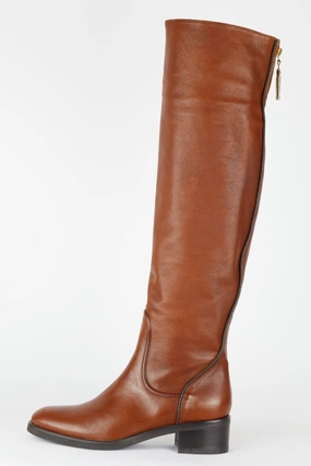 Overknee Stiefel Größe 39 Hohe Stiefel Leder mittelbraun