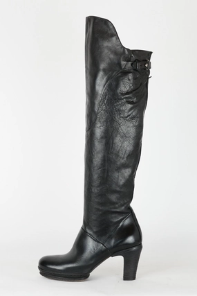 Hohe Stiefel Leder schwarz Stiefel Thermo