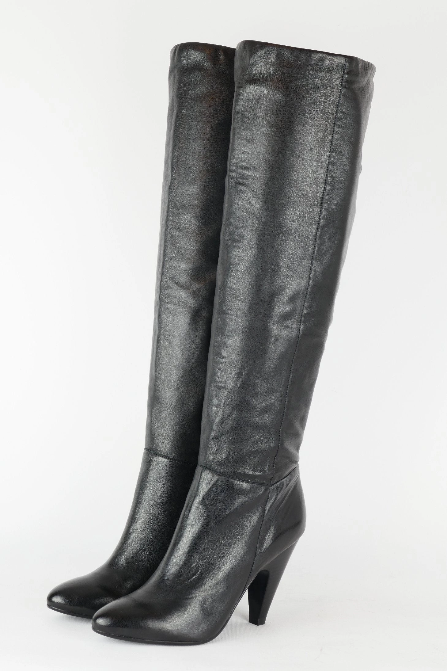 Hohe Stiefel Leder schwarz Stiefel Rosen