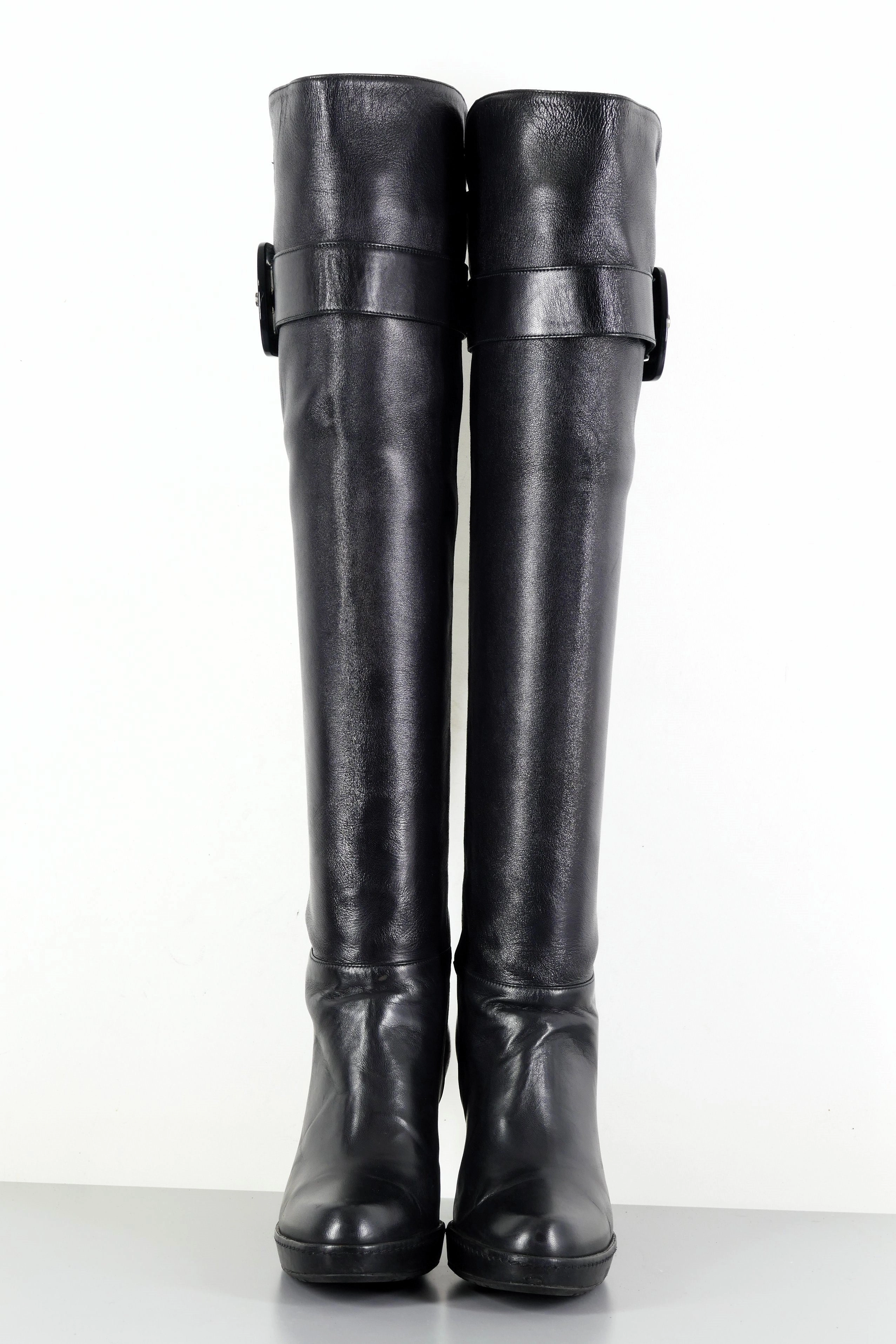 Stiefel Aus Latex Hohe Stiefel Leder schwarz