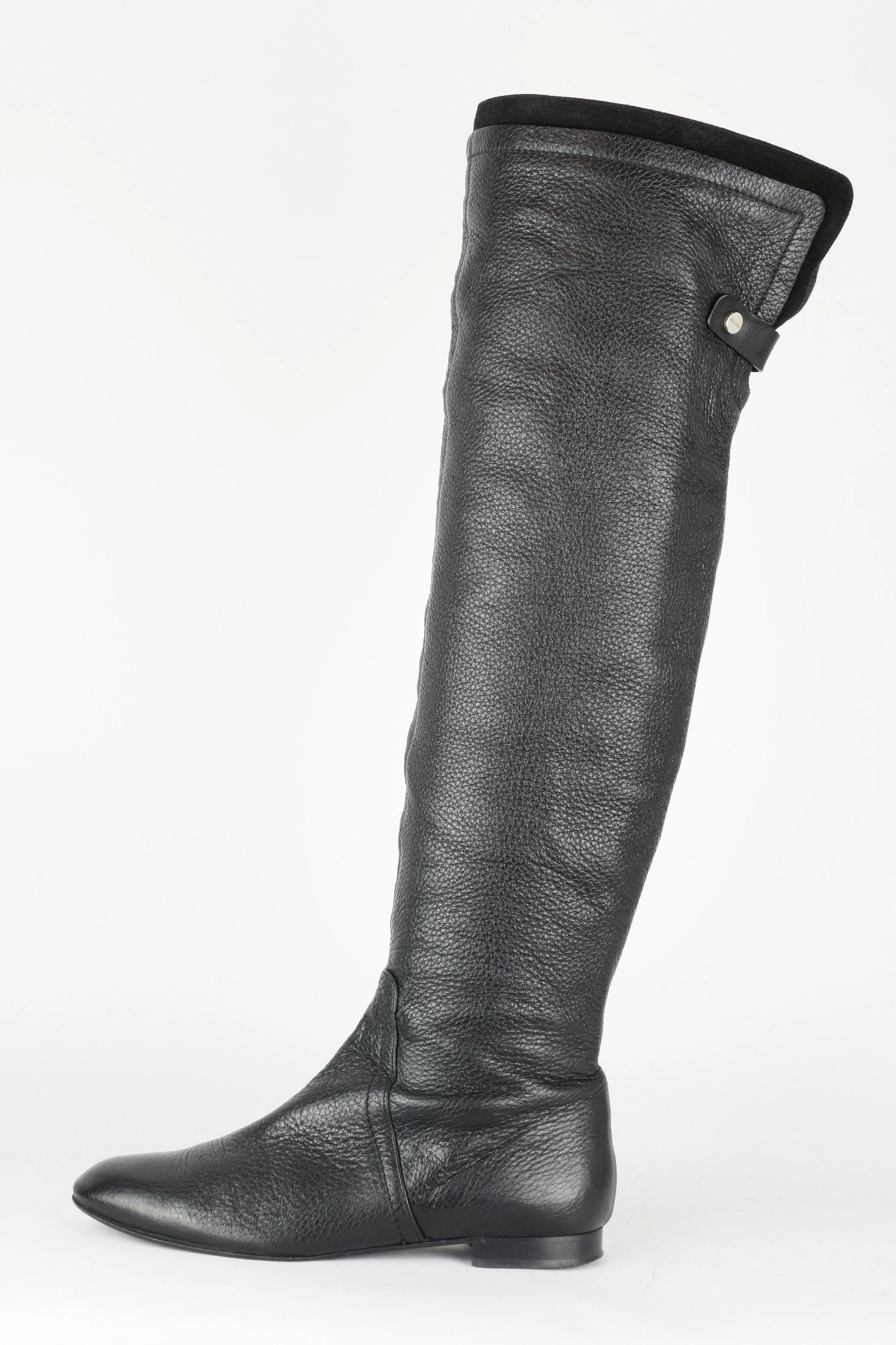 Perlen Stiefel Hohe Stiefel Leder schwarz