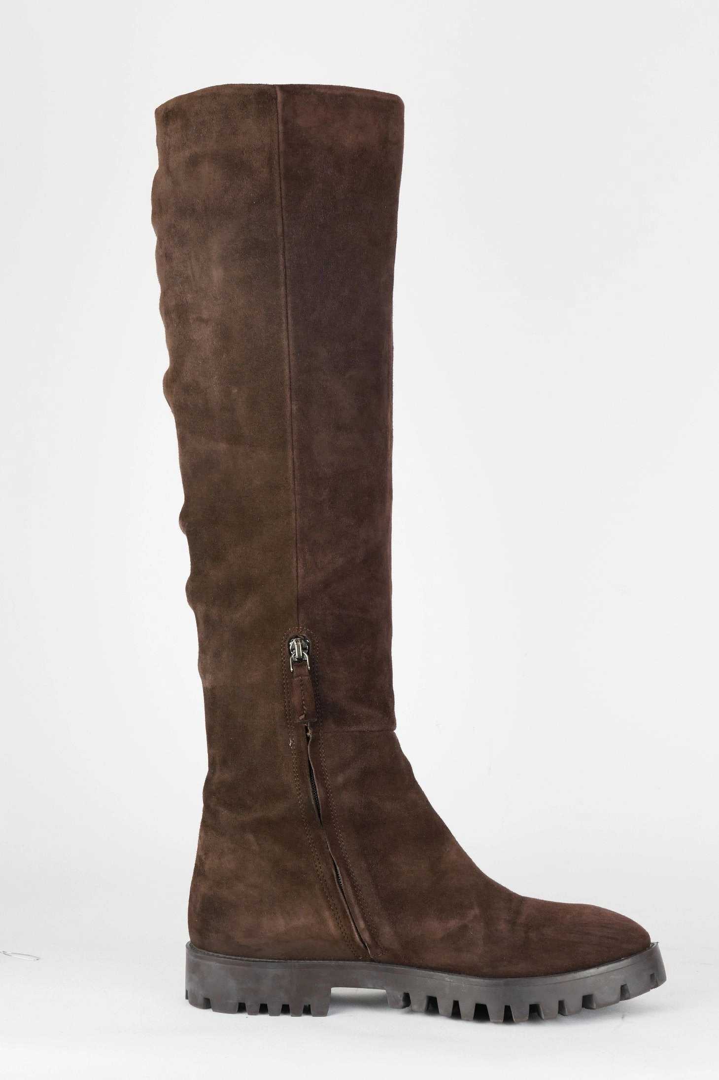 Stiefel Weicher Schaft Hohe Stiefel Wildleder dunkelbraun