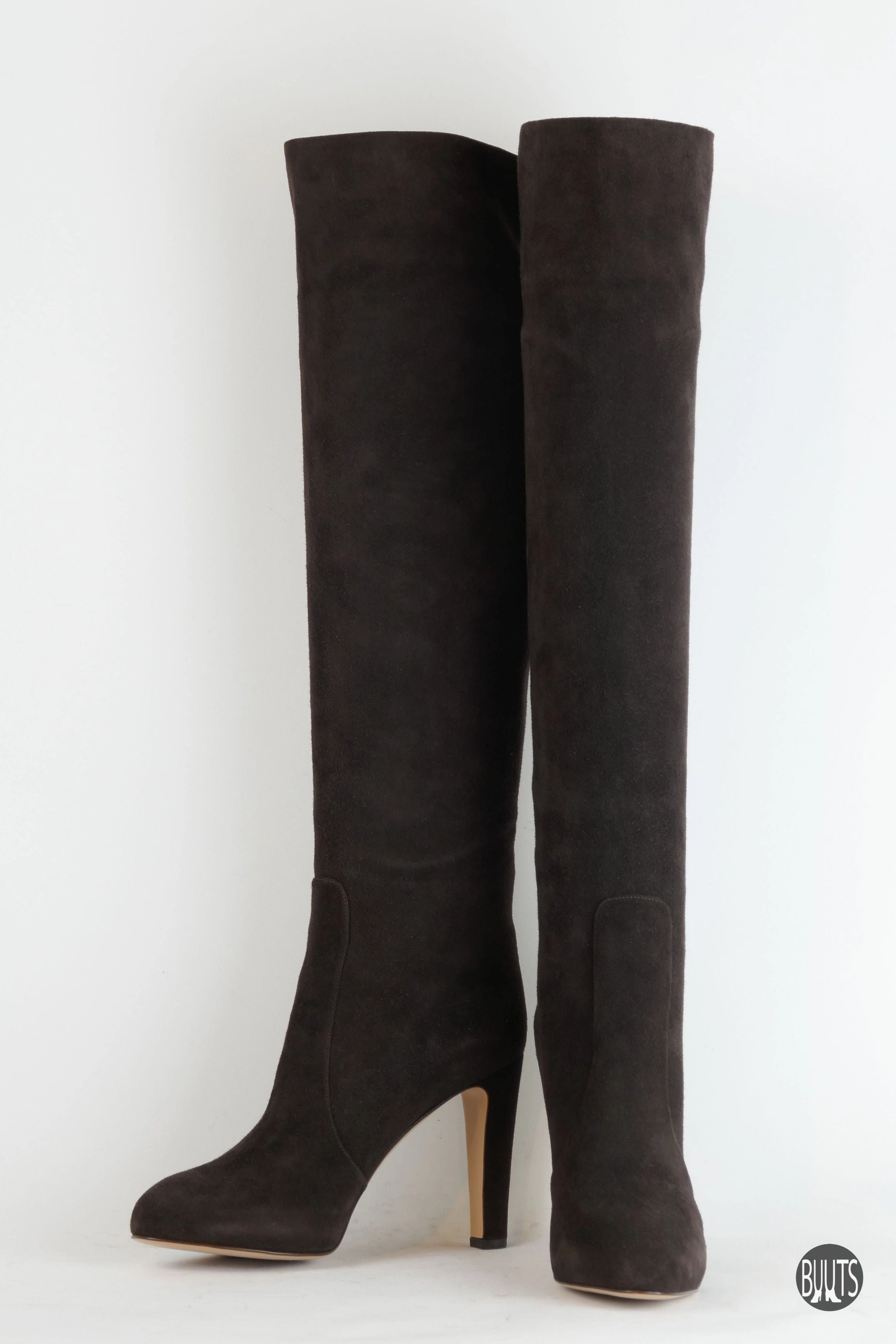 Hohe Stiefel Wildleder dunkelbraun Stiefel Schaft Kürzen