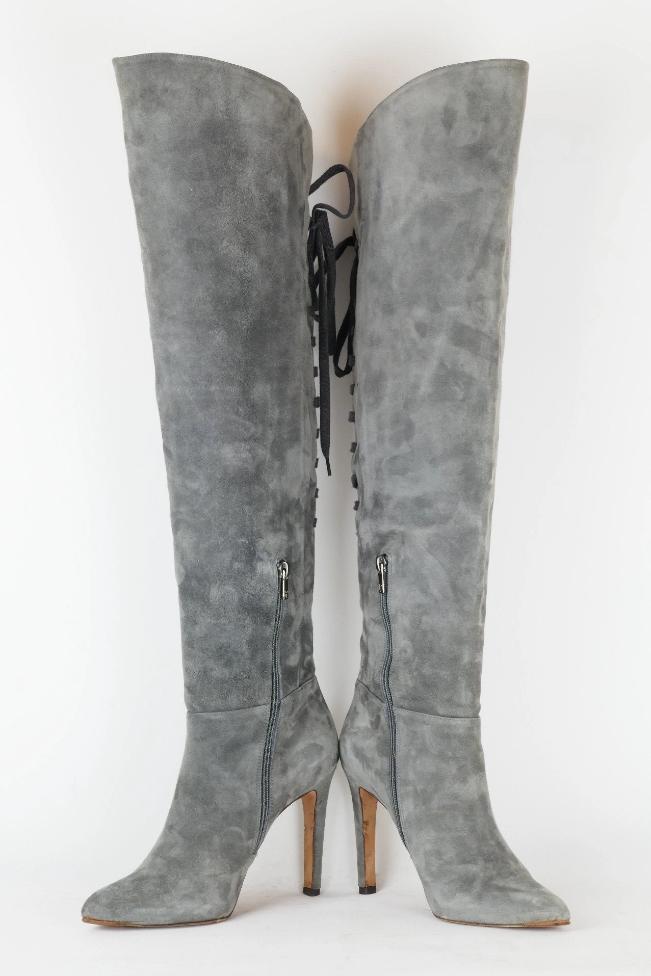 Hohe Stiefel Wildleder grau Sixth Sens Stiefel