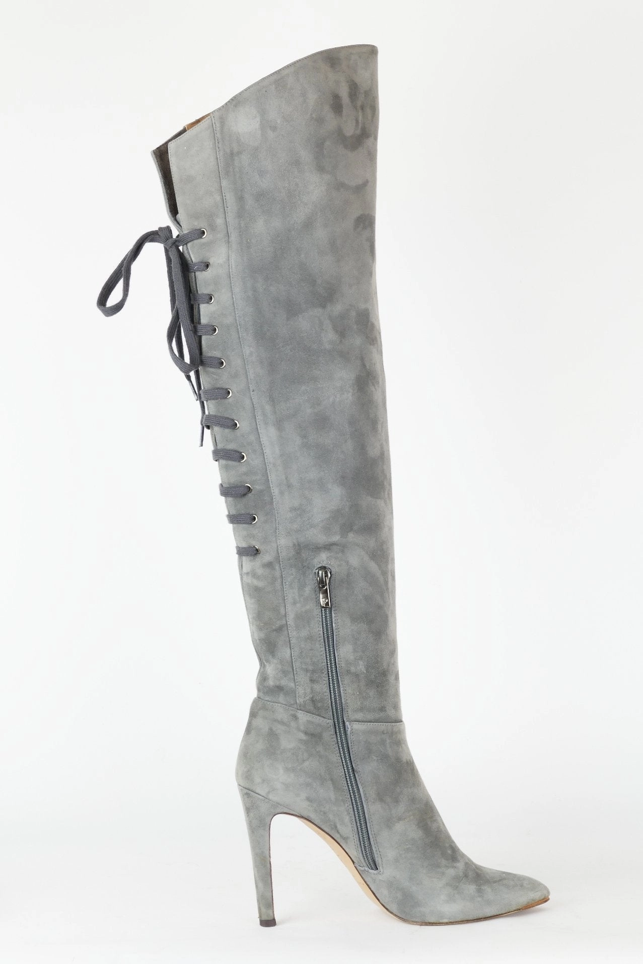 Hohe Stiefel Wildleder grau Stiefel Auf Der Straße