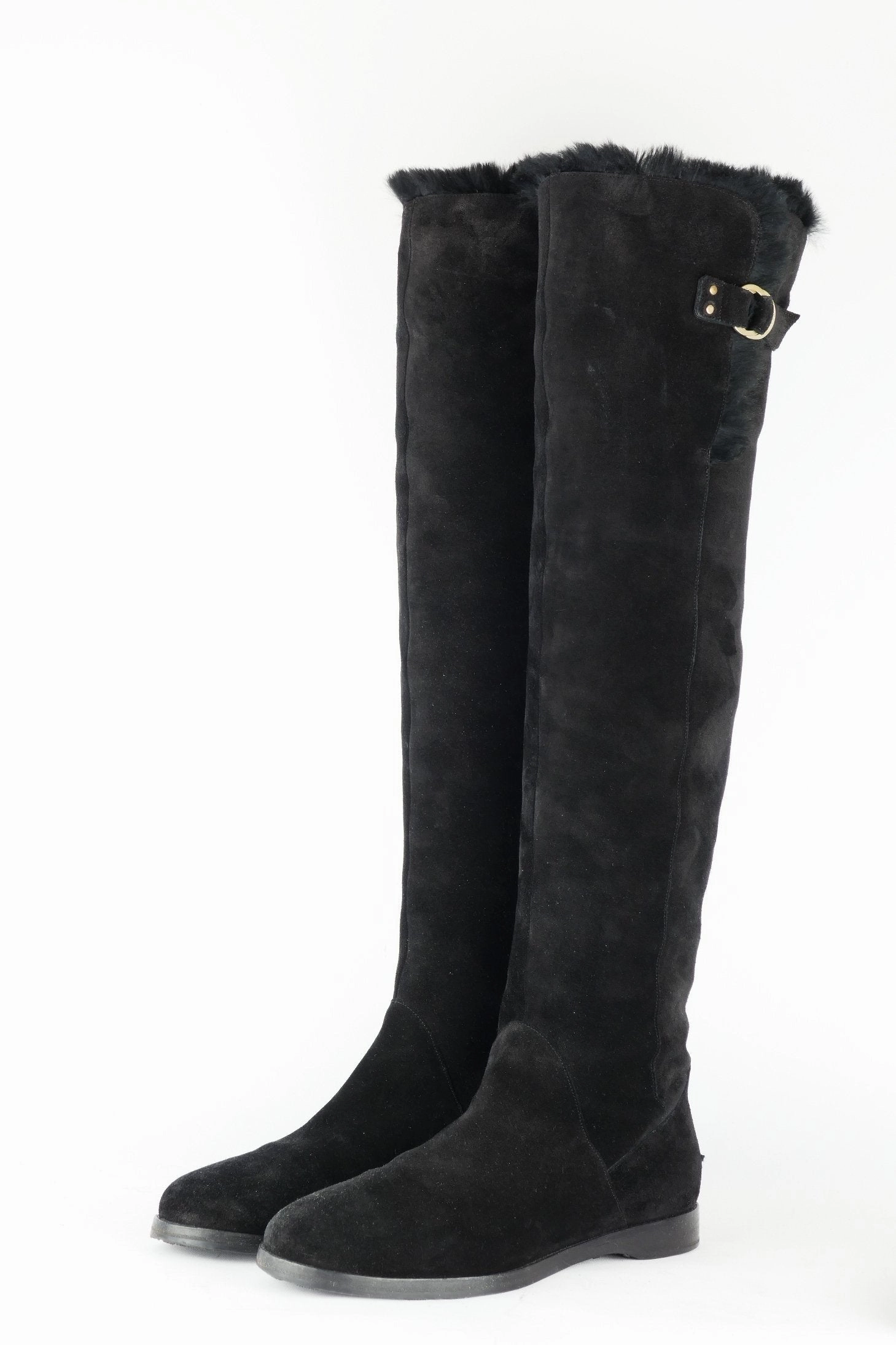 Hohe Stiefel Wildleder schwarz Stiefel Mit Absatz