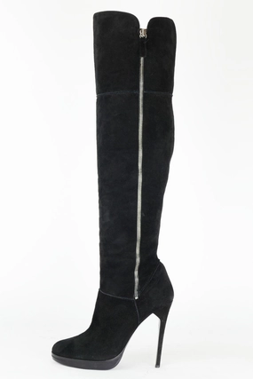 öko Stiefel Hohe Stiefel Wildleder schwarz