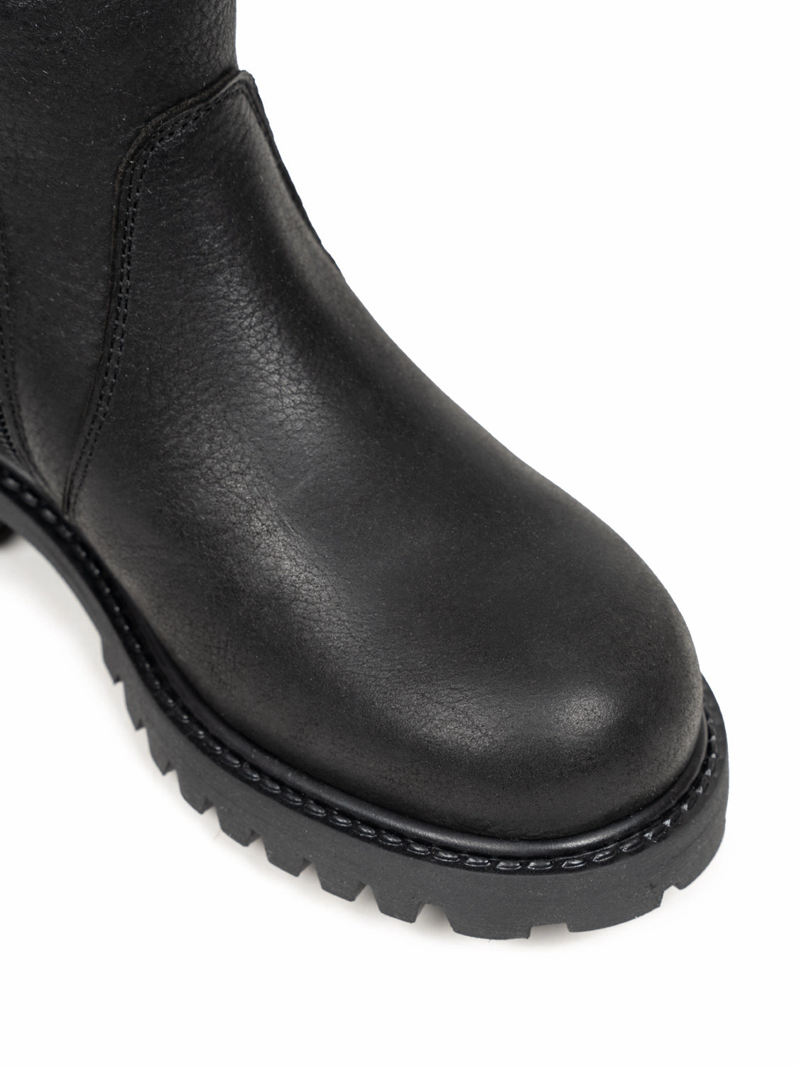 Hoher Schaffellstiefel mit Reiverschluss - Schwarz Dicke Winterstiefel