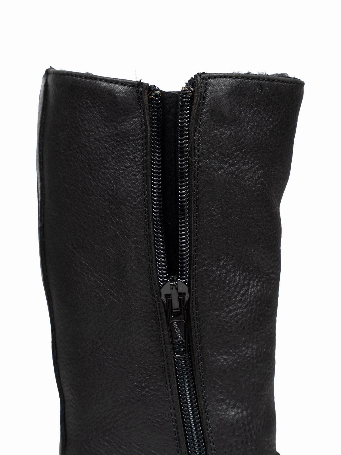 Winterstiefel Weit Hoher Schaffellstiefel mit Reiverschluss - Schwarz