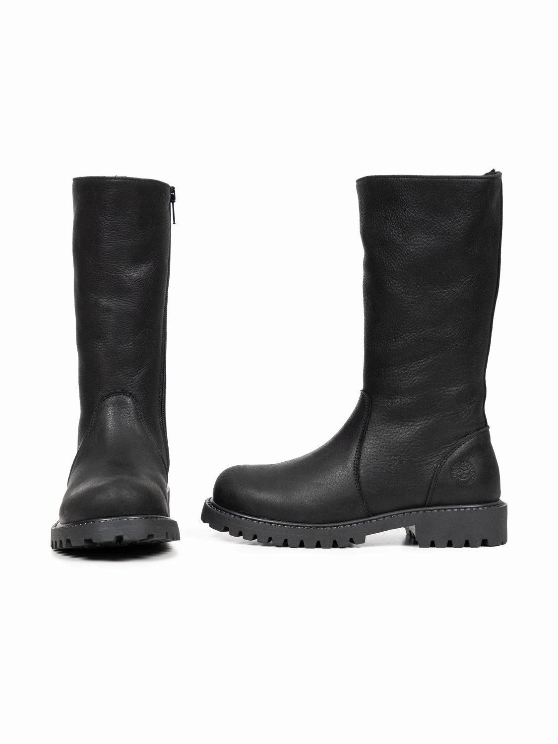 Hoher Schaffellstiefel mit Reiverschluss - Schwarz Winterstiefel Größe 44