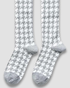 Houndstooth Knee High Socks - Grey High Heels Hochwertig