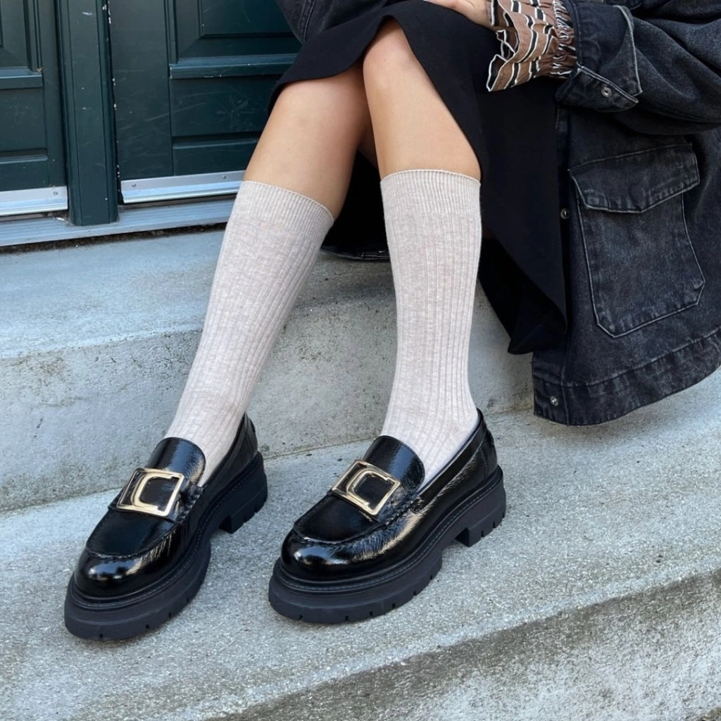 ICONIC WALK PATENT - BLACK PATENT Loafers Real Leather