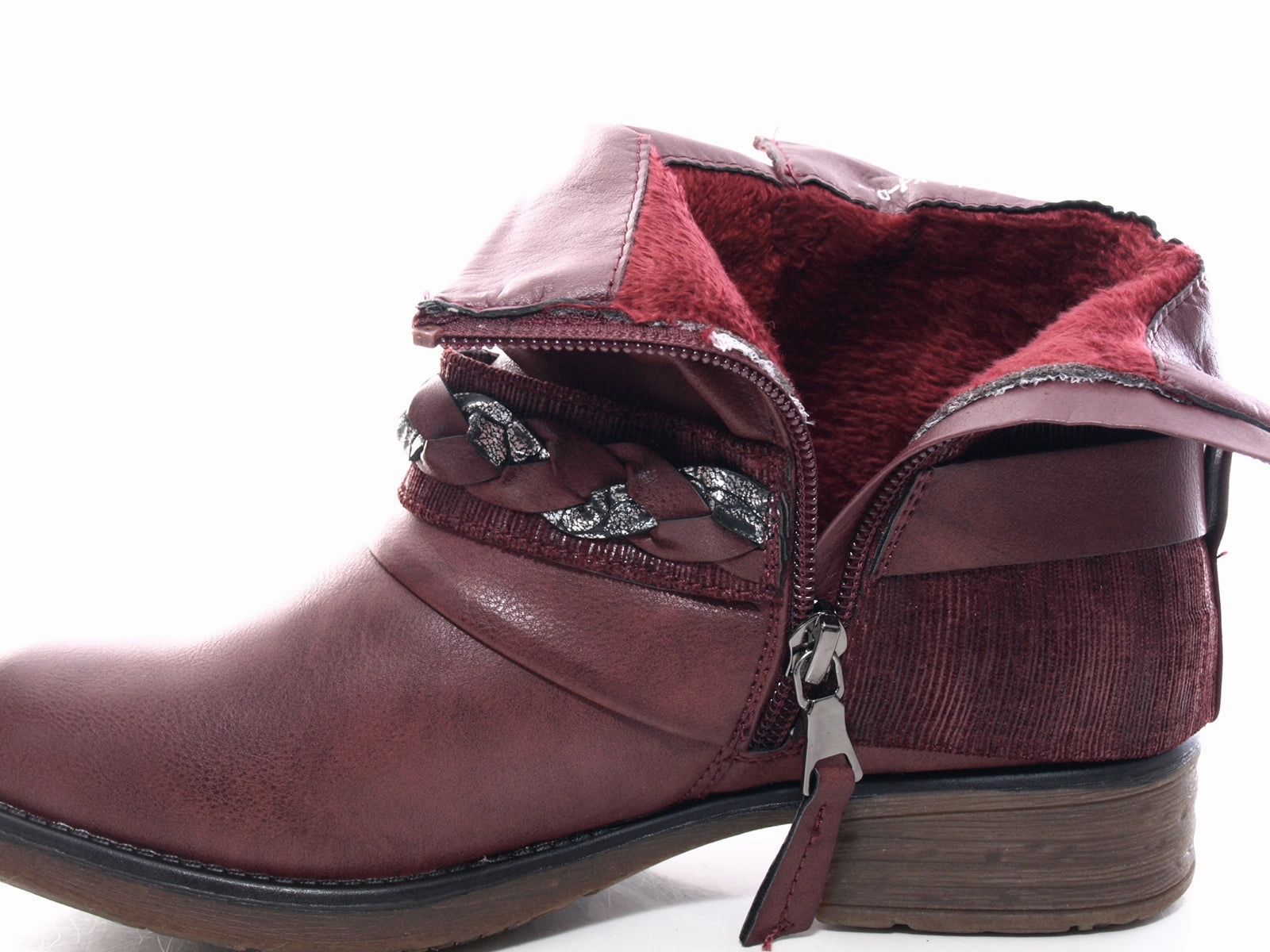 Damen Stiefeletten Biker Boots Outdoor Winterboots warm gefttert Wine # 210 Alte Laufschuhe Dämpfung