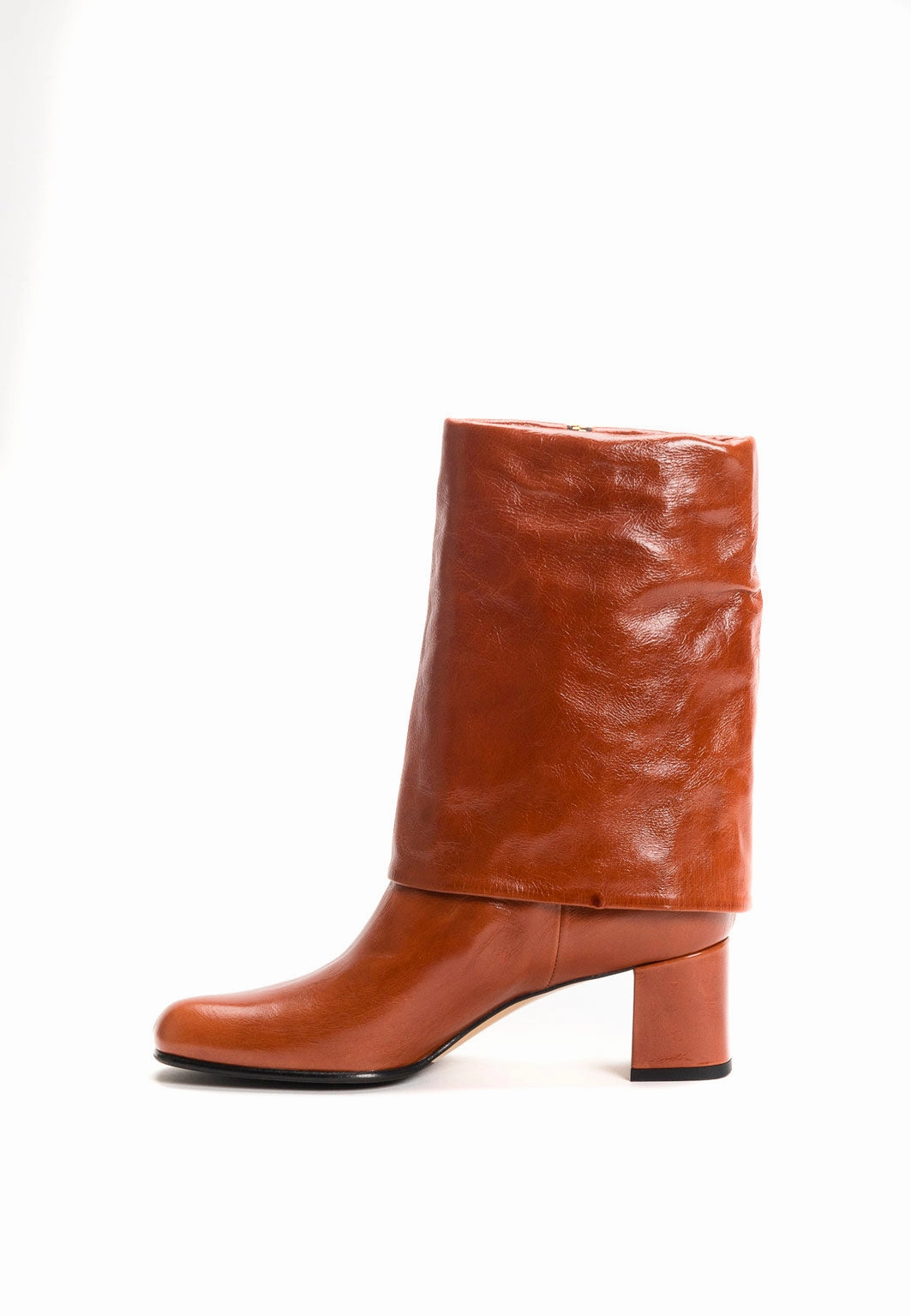 Stiefel mit Absatz in Cognac zum Umschlagen Giantin Stiefel