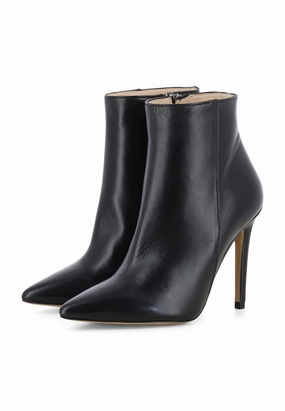 ALINA Damen Stiefelette  -  Glattleder Schwarz High Heels Attractive