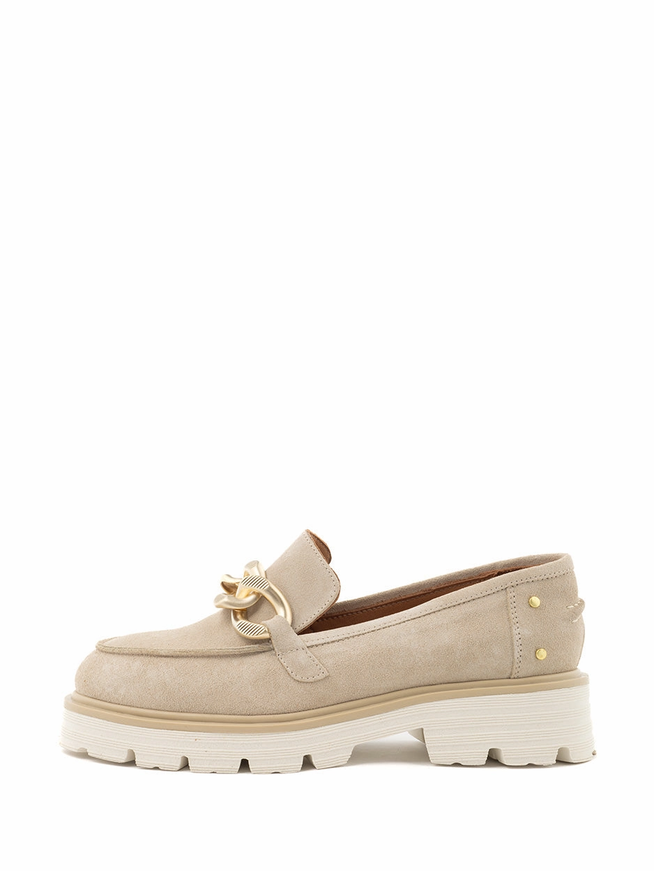 Jill | Chunky Loafer Beige Velcro Loafers