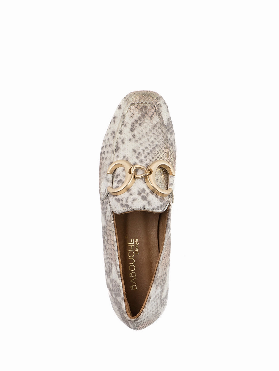 Jula | Loafer Goud snake Piped Leather Loafers