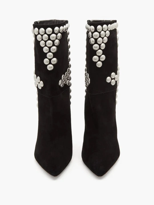 Stiefel Tornado Kalbsstiefel aus Wildleder mit Kegelabsatz und Layo-Nieten