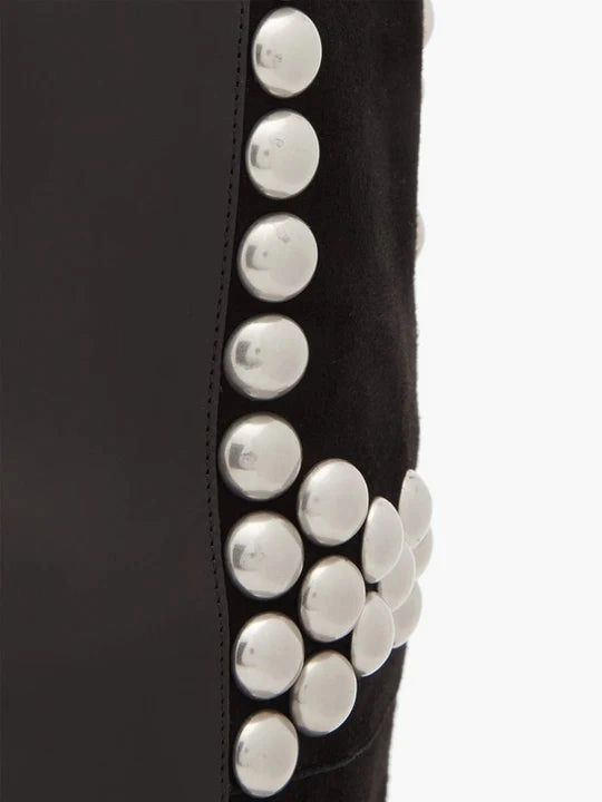 Kalbsstiefel aus Wildleder mit Kegelabsatz und Layo-Nieten Norwegen Stiefel