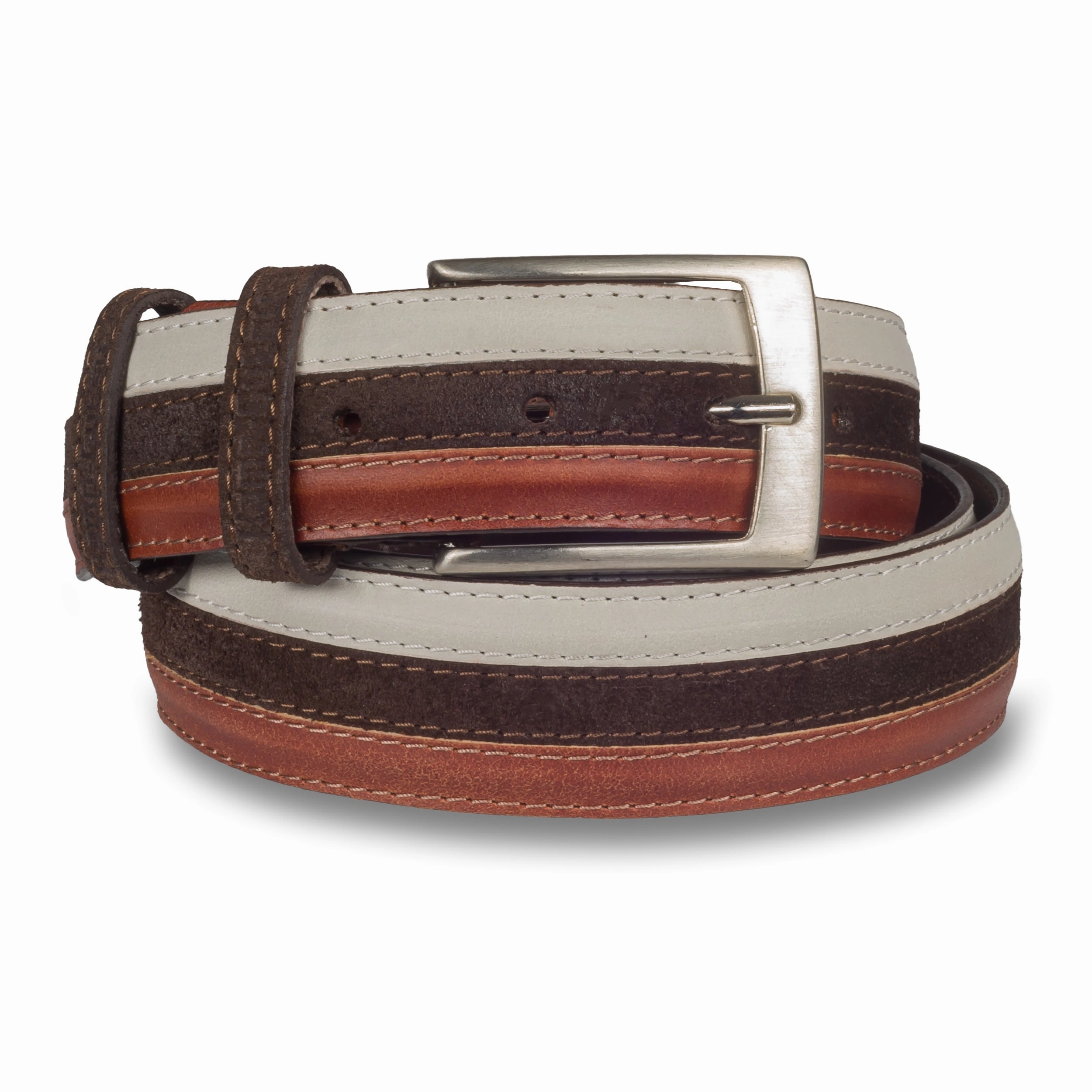 KAMO GUTSU Grtel Herren braun/wei - Leder, Breite 3.5 cm, Schliee silber, krzbar. Limitierte Auflage! Sneaker Herren Sale