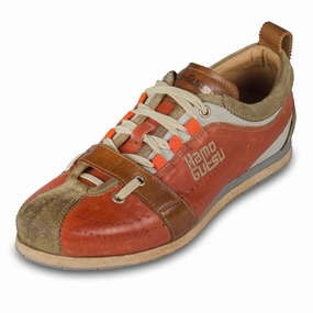 KAMO-GUTSU Sneaker Herren orange/braun, Leder stonewashed (TIFO-017 kaki arancio) | Gr. 44/45 SALE% Sneaker Bestickt
