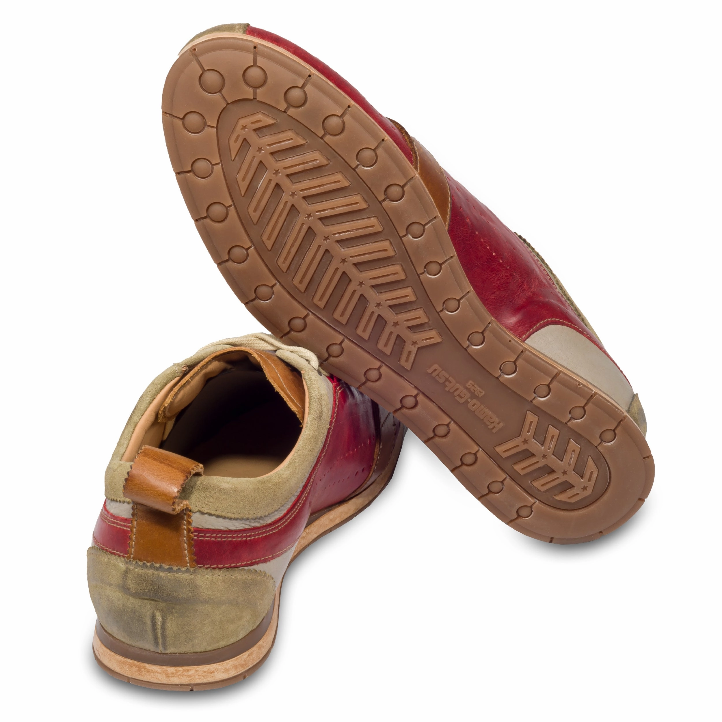 Sneaker Mit Gummisohle KAMO-GUTSU Sneaker Herren rot/beige - Leder stone-washed  (TIFO-017 kaki rosso)
