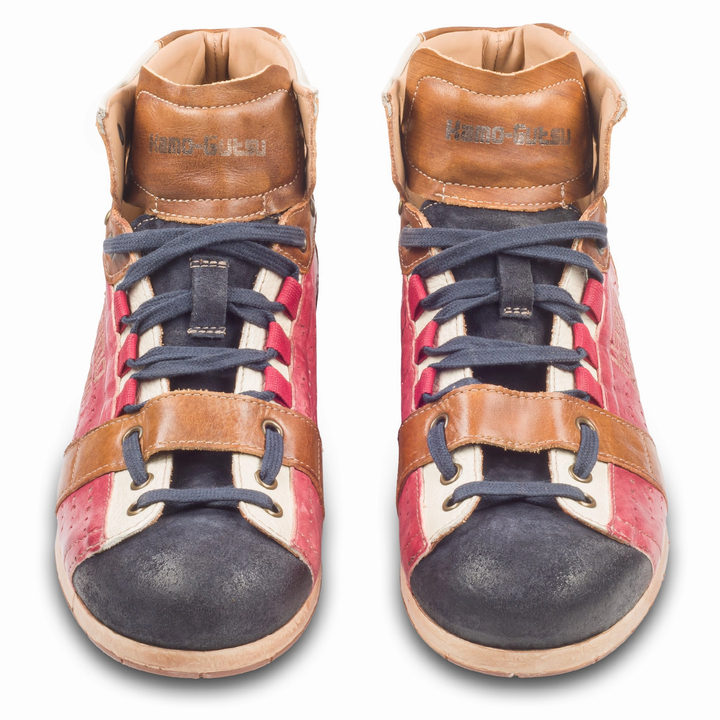 Sneaker Rosa KAMO-GUTSU Sneaker Stiefel Herren rot/blau - Leder stone-washed (TIFO-105 blu   rubino)