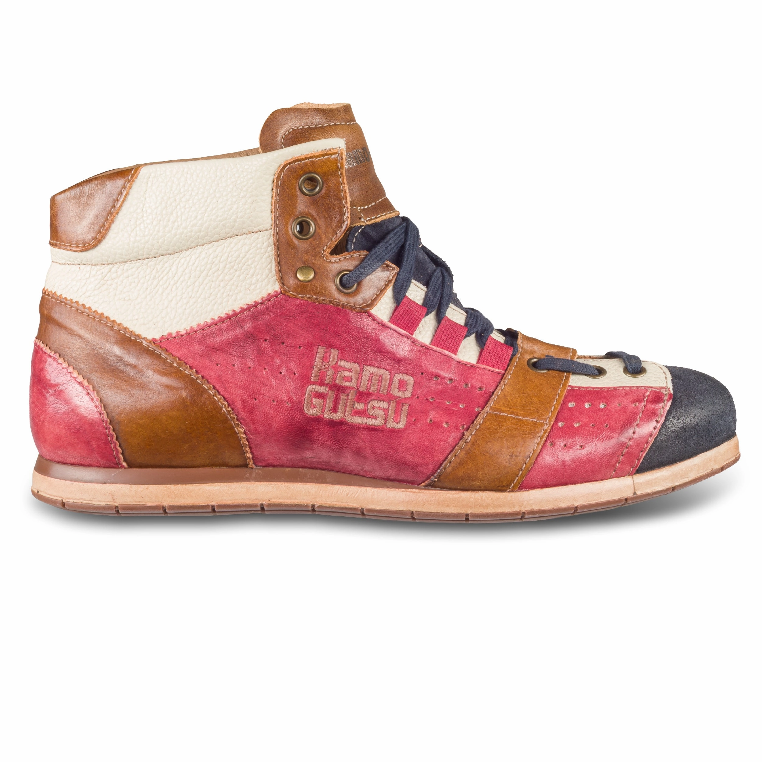 Casual Sneaker Herren KAMO-GUTSU Sneaker Stiefel Herren rot/blau - Leder stone-washed (TIFO-105 blu   rubino)