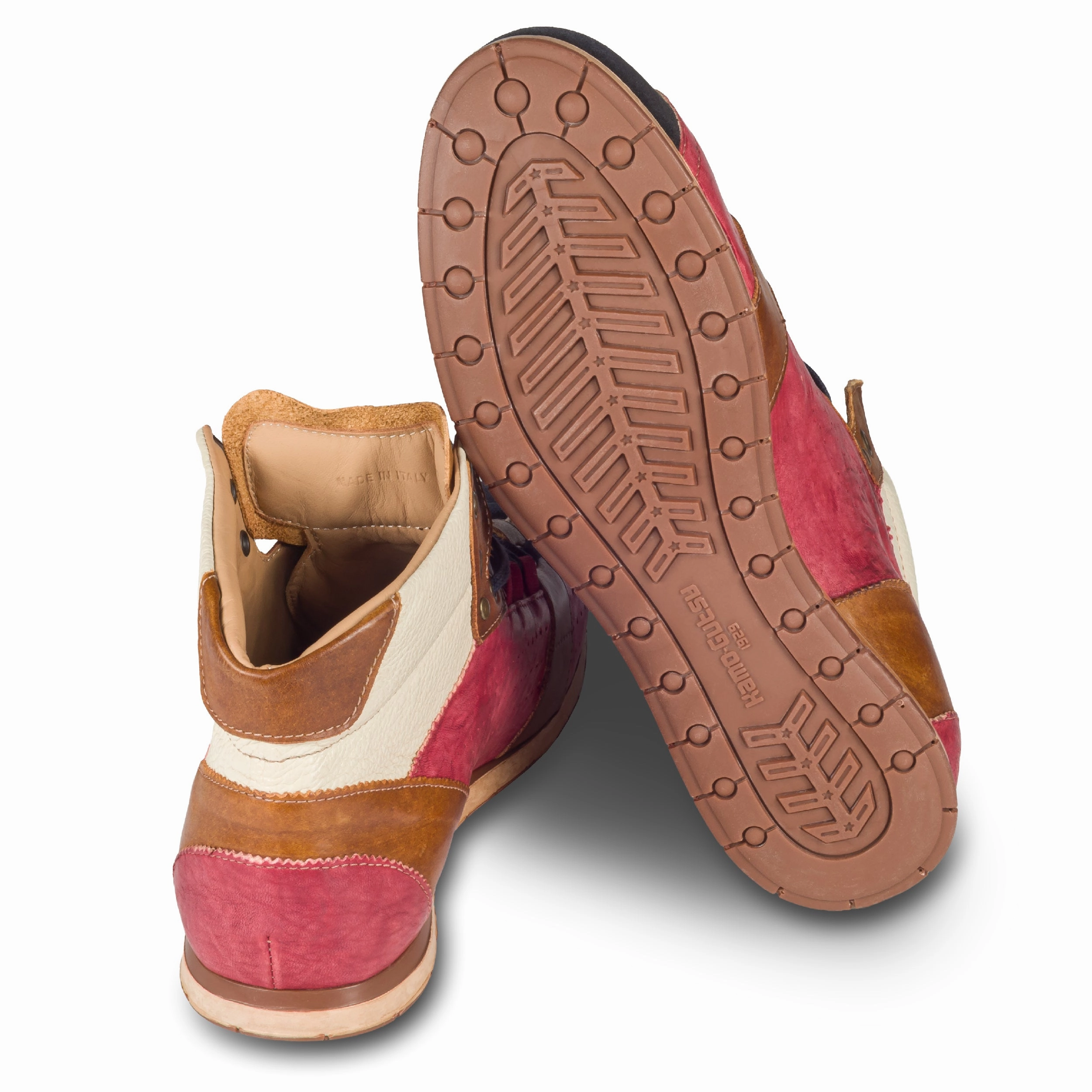 KAMO-GUTSU Sneaker Stiefel Herren rot/blau - Leder stone-washed (TIFO-105 blu   rubino) Riviera Sneaker