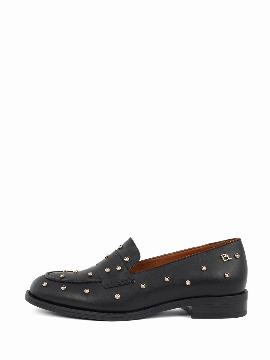 Kassy | Loafer Zwart Cuban Heel Loafers