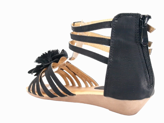 Keilabsatz Sandalen Sommerschuhe Sandaletten Black # 9539 Knöchelhohe Sandalen