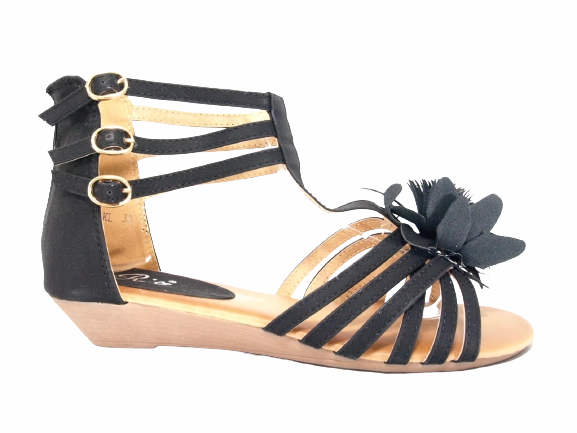 Keilabsatz Sandalen Sommerschuhe Sandaletten Black # 9539 Yaya Sandalen