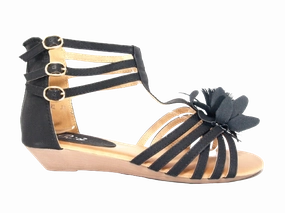 Keilabsatz Sandalen Sommerschuhe Sandaletten Black # 9539 Slim Sandalen