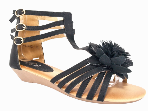 Außergewöhnliche Sandalen Keilabsatz Sandalen Sommerschuhe Sandaletten Black # 9539