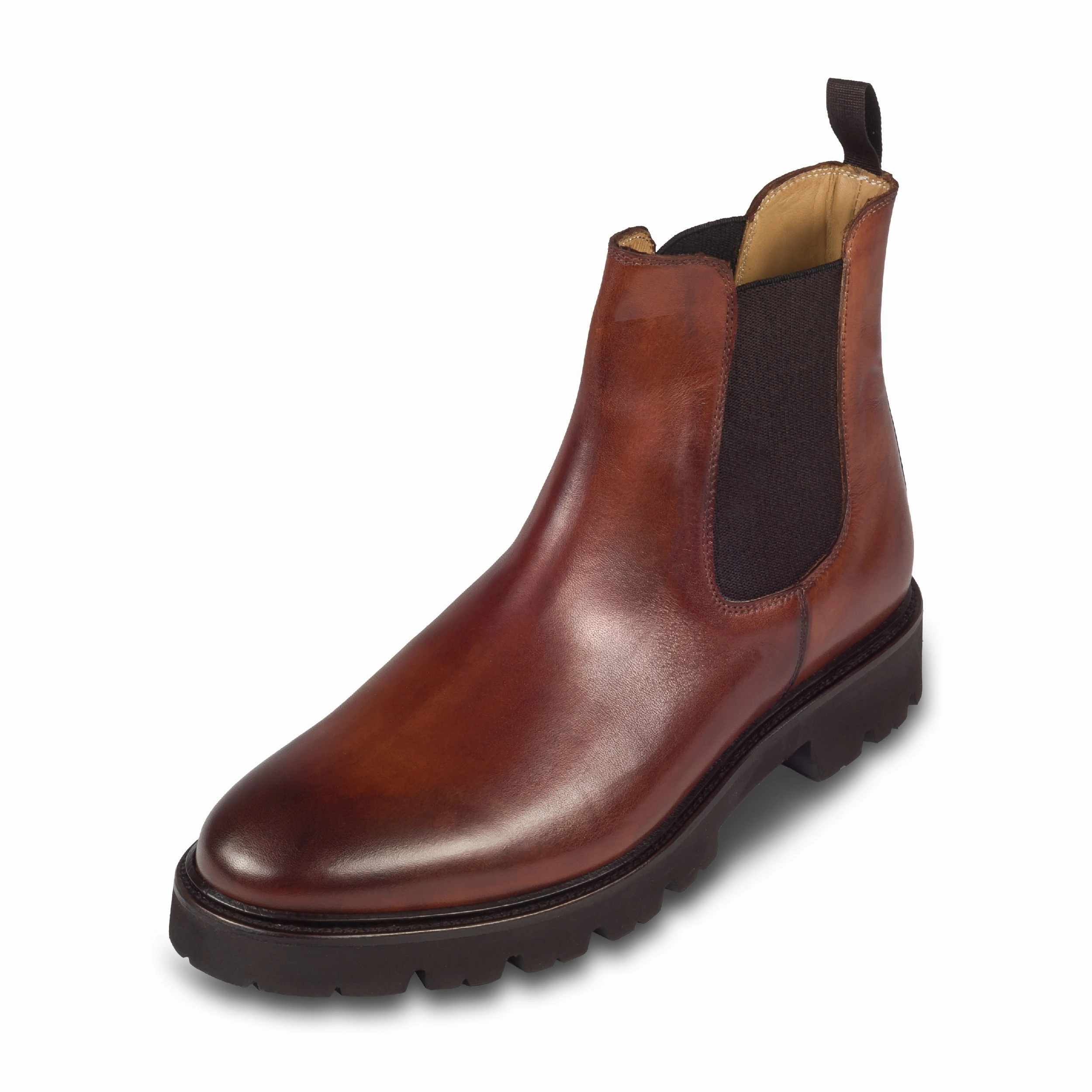 BRECOS Chelsea Boots fr Herren braun, Kalbsleder - Gummisohle, handgefertigt & durchgenht | Gr. 41 SALE % Chelsea Boots 585