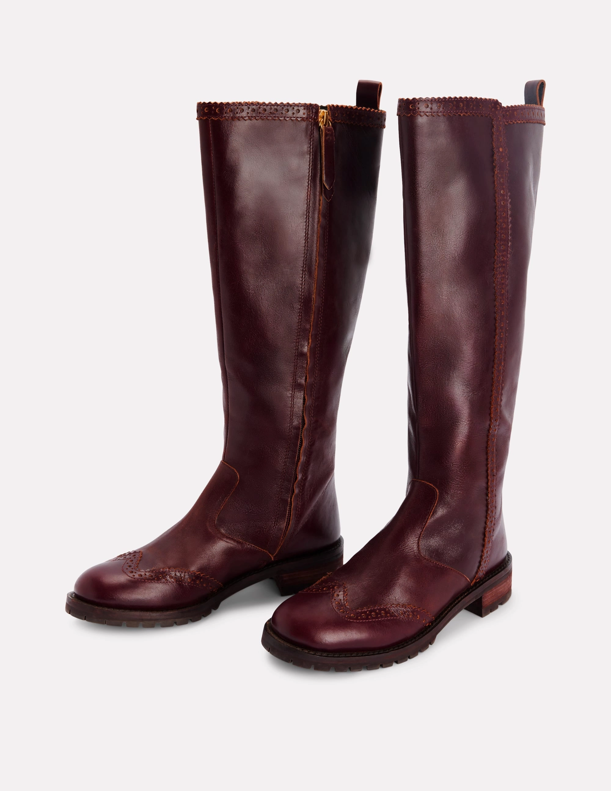 Pertti Palmroth Stiefel Kniehohe Stiefel mit Budapester-Details-Oxblood