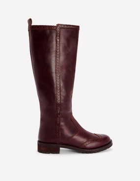 Kniehohe Stiefel mit Budapester-Details-Oxblood Gaudi Stiefel